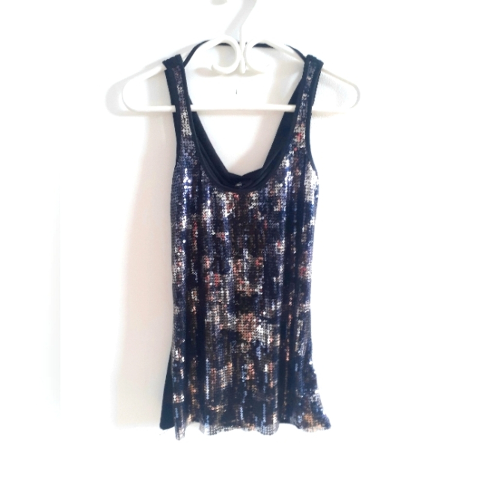 SWS sequin tank top with purple & silver pattern